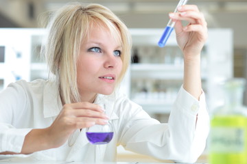Closeup of a female researcher working in a lab
