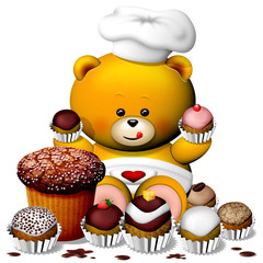Orsetto Cuoco pasticceria-Teddy Bear Cook-Ourson Cuisinier