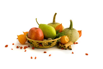 Pumpkins with apple and pear