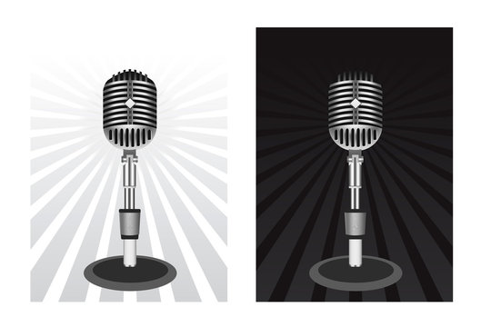Beautiful Retro Black Vector Microphone