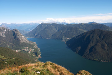 View from monte Bre over the Lugano lake (lago di Lugano)