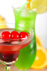 Green and red tropical cocktails