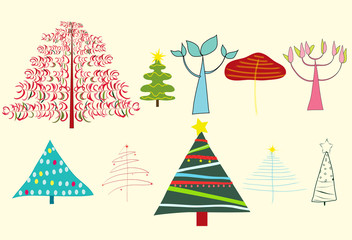 stylized christmas trees