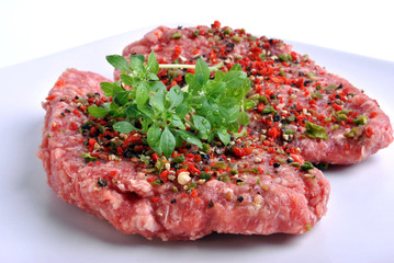 fresh peppered lamb grill steak on a white plate