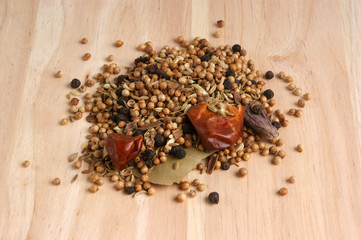 indian spice mix on a timber board