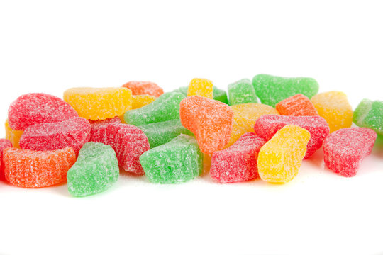 multi-colored sugared fruit chews