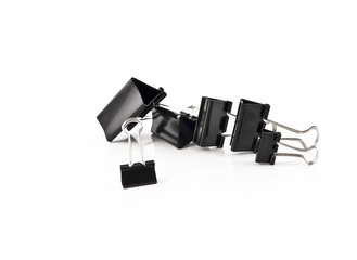 Set of metal binders on a white background