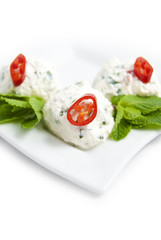 Refined salad from cheese and a paprika
