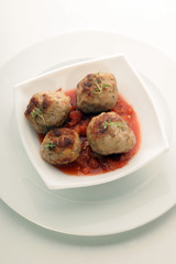 rissole with organic home made tomato sauce