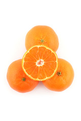 Ripe mandarins on white background