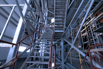 ladders and support structures at factory