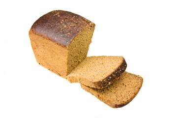 photo of black bread over the white background