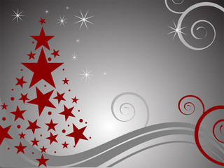 Silberner Hintergrund mit rotem Weihnachtsbaum