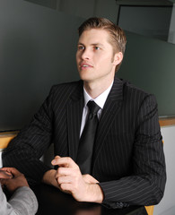 Caucasian business man having a discussion