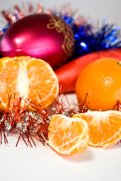 christmas decoration and mandarine