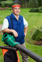 Man with leaf blower