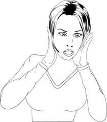 vector - women gesture stress, unhappy