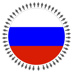 Russian flag with people