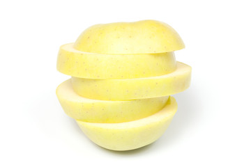Naklejka na ściany i meble Sliced yellow apple, isolated on white
