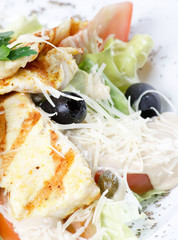 Salad with croutons.