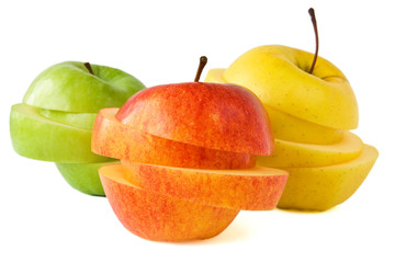 Roter, gelber und roter Apfel isoliert
