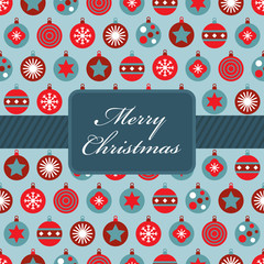 Christmas red and blue vector bauble wrapping seamless pattern background with ribbon