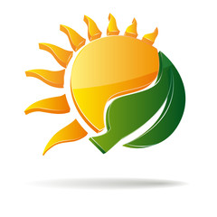 3D vector sun and leaf
