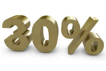 30 Prozent in 3d gold farbe