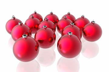 Red christmas decoration on the white background
