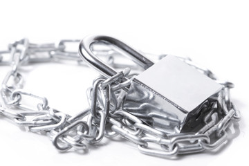 Lock and chain  on the white background