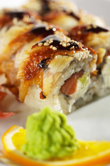 Salmon and Smoked Eel Maki Sushi