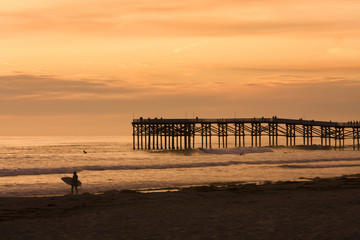 Fototapeta na wymiar California Boardwalk at Sunset