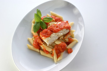 cooked cod loins with home made tomato sauce