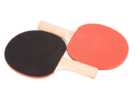 closeup photo of the rackets for table tennis