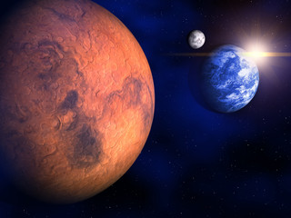 Mars, Earth and the Moon © Orlando Florin Rosu