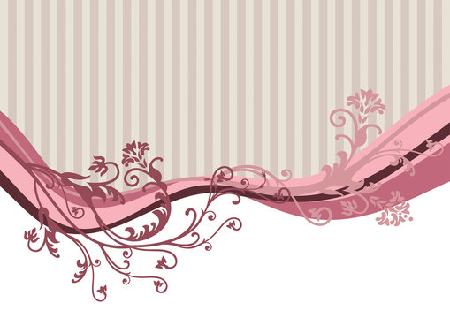 Pink Vector Flowers On Striped Background
