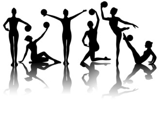 Gymnastic silhouettes in different poses
