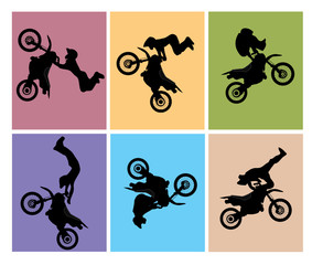 Motocross rider jump - vector