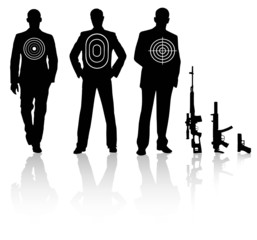Businessman with different target sniper rifle