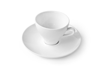 white cup with saucer