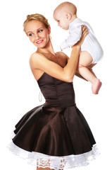 Fototapeta na wymiar fashion model with a baby