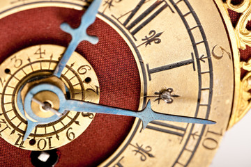 Detail of antique gold and red clock