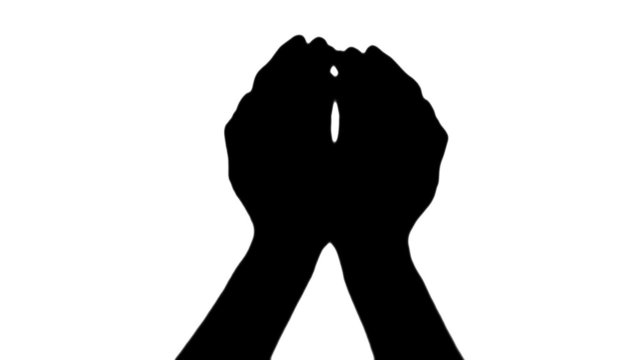 Cupped hands in silhouette against white - HD