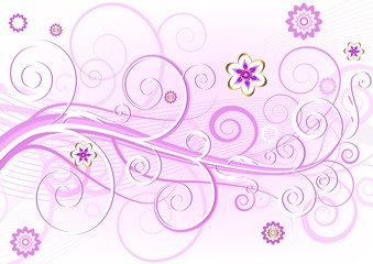 Fototapeta na wymiar Pink floral elegant card (vector)