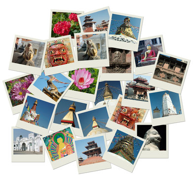 Stack of photo shots with Nepal landmarks