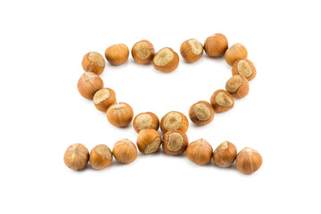 Nut heart isolated on white