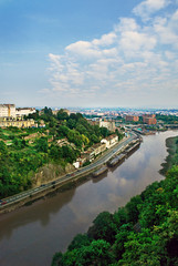 View of the Avon River and surrounding areas in Bristol, UK.