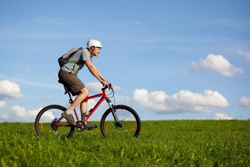 Fototapeta premium Men on mountain bike.