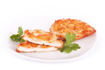 Сhicken сutlet on plate with parsley