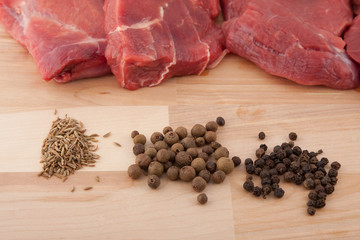 Raw meat and spice